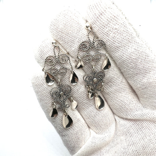 Norway c 1950s. Vintage 830 Silver Traditional Earrings.
