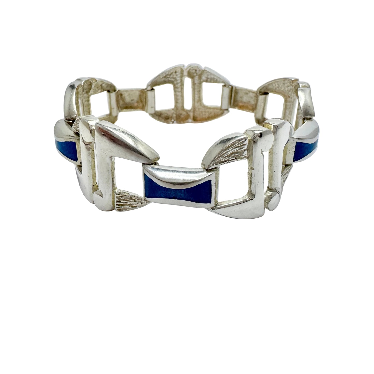 OREFICERIA MEDICEA DI UREI ROSANNA, Italy c 1980s. Bold Sterling Silver Enamel Bracelet.