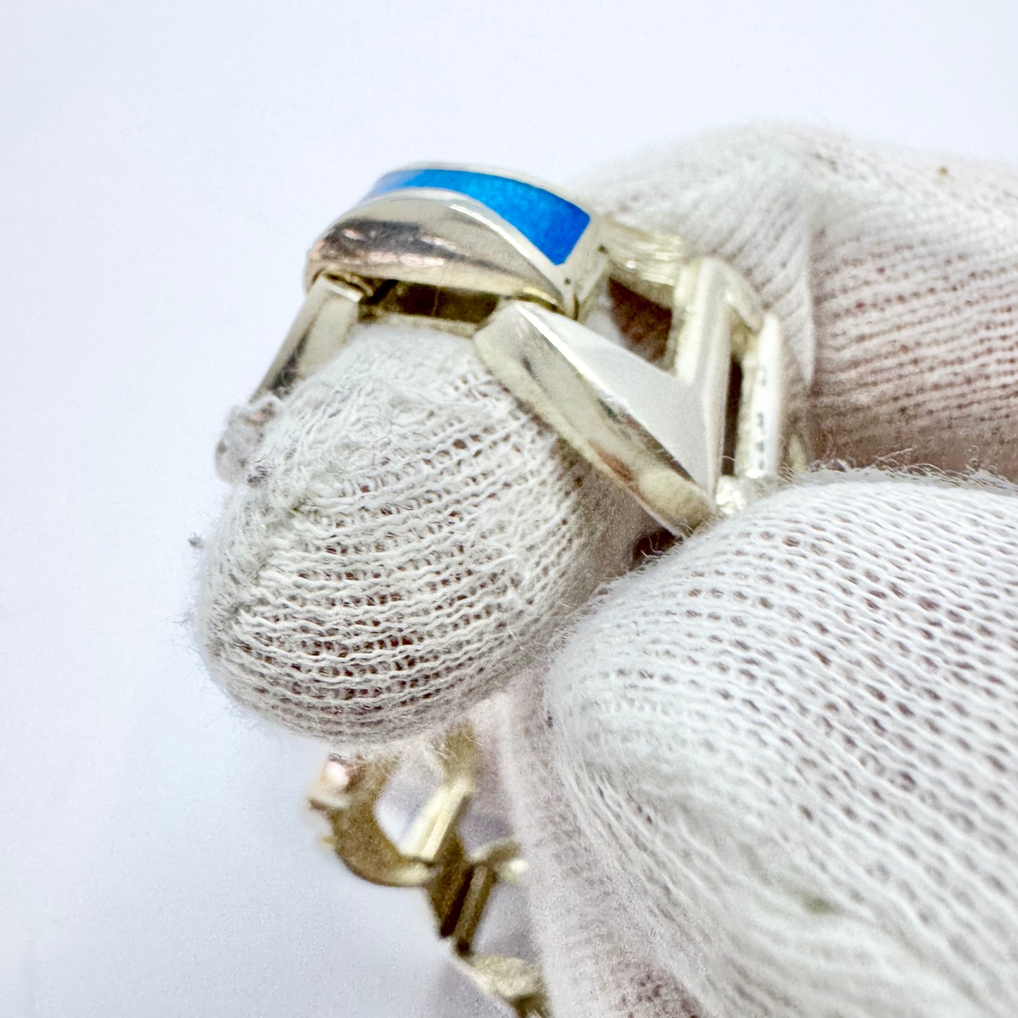 OREFICERIA MEDICEA DI UREI ROSANNA, Italy c 1980s. Bold Sterling Silver Enamel Bracelet.