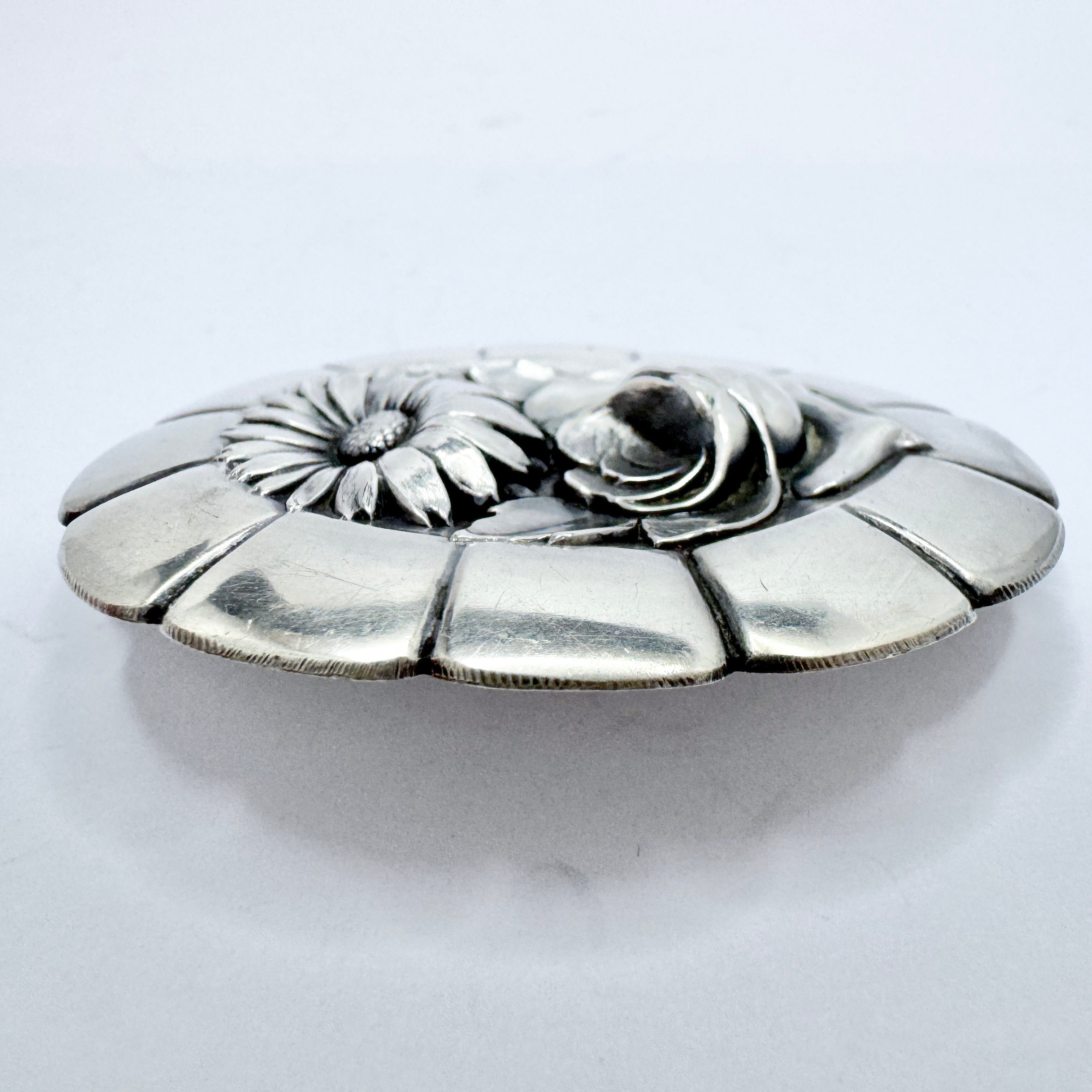 Denmark early 1900s. Vintage / Antique 830 Silver Flower Brooch