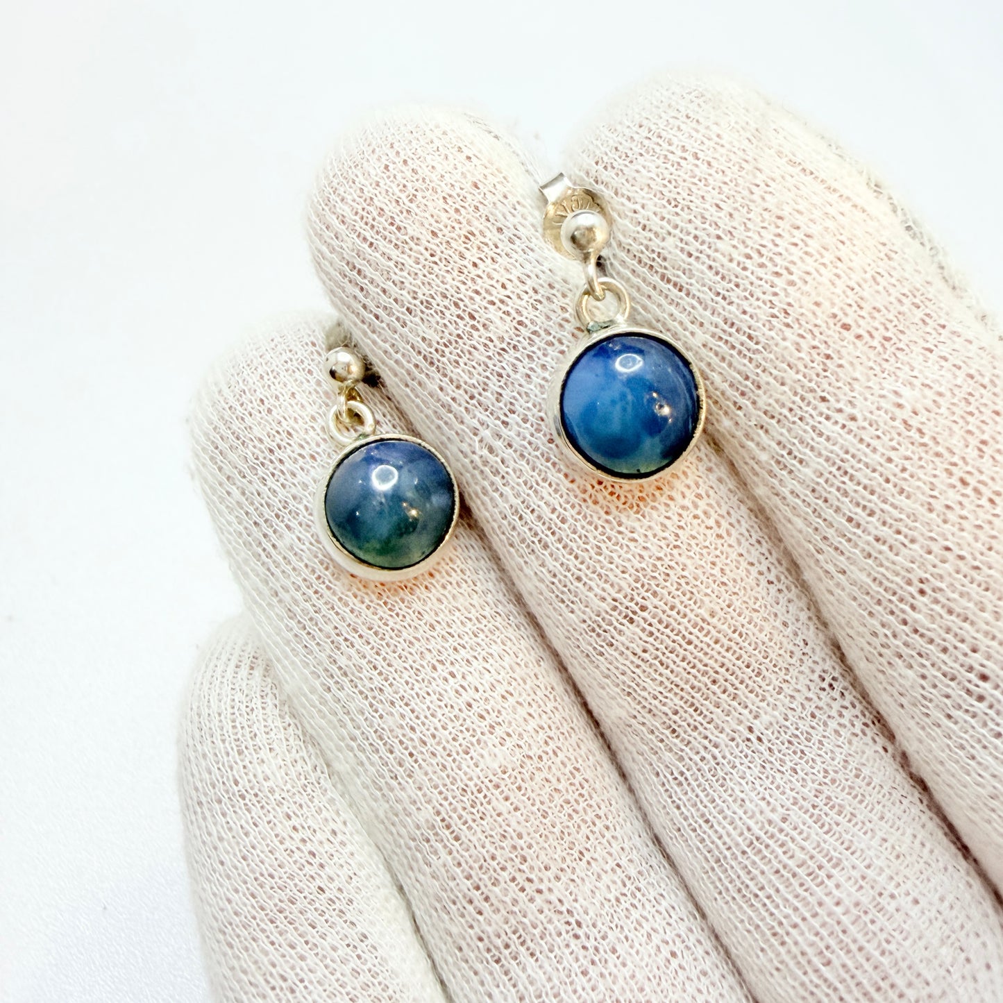 O Nordström, Sweden 1960-70s. Vintage Solid Silver Bergslagen-stone Earrings.
