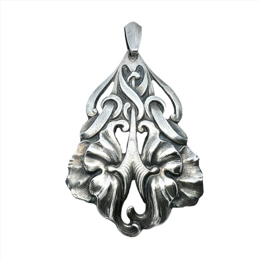 Sweden c 1920. Antique Solid Silver Art Nouveau Pendant.