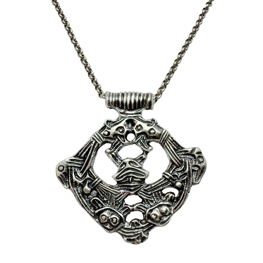 Bo Franzen, Sweden 1977. Vintage Sterling Silver Viking Copy Pendant Long Chain Necklace.
