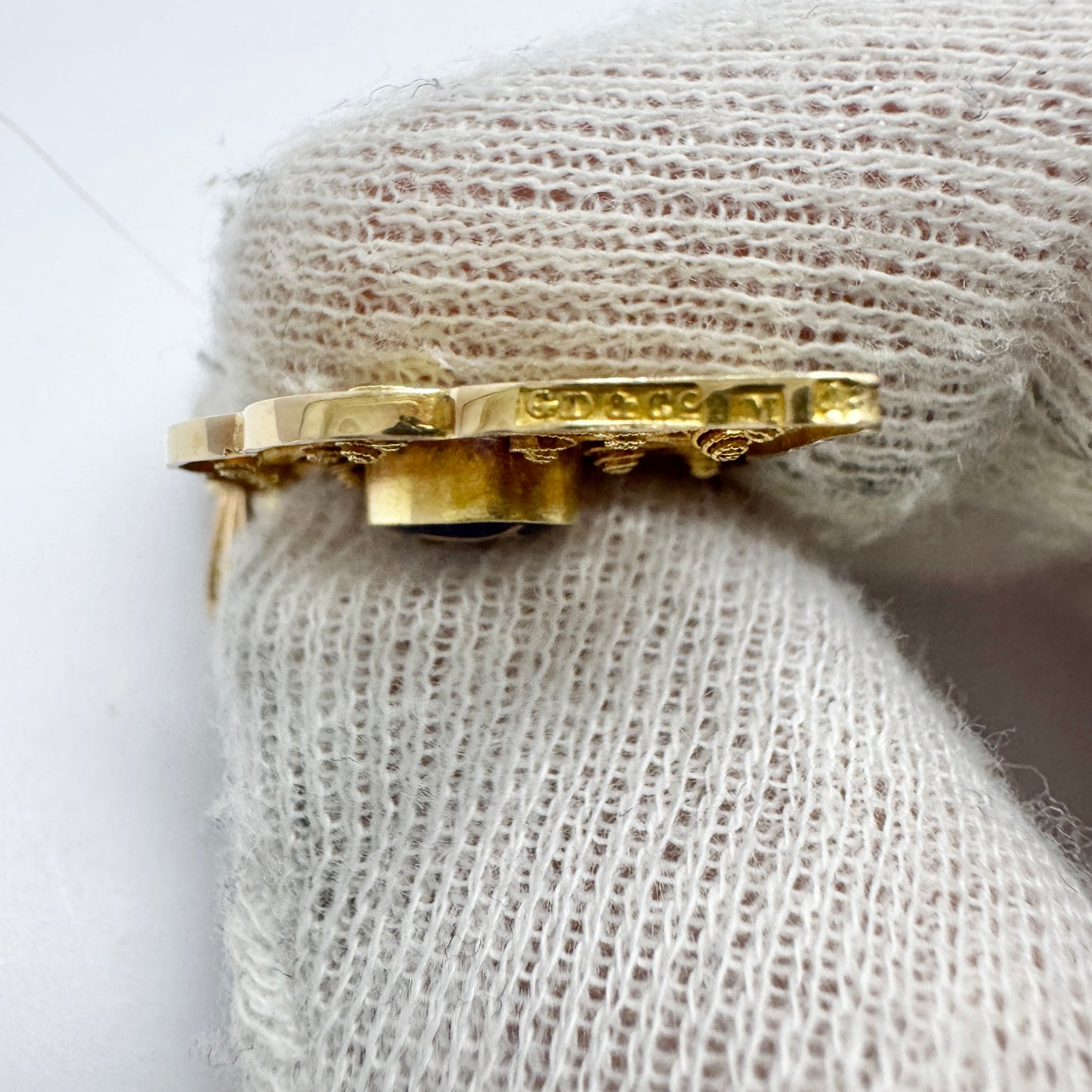 G Dahlgren, Sweden 1921. Antique Art Nouveau 18k Gold Diamond Enamel Pendant.