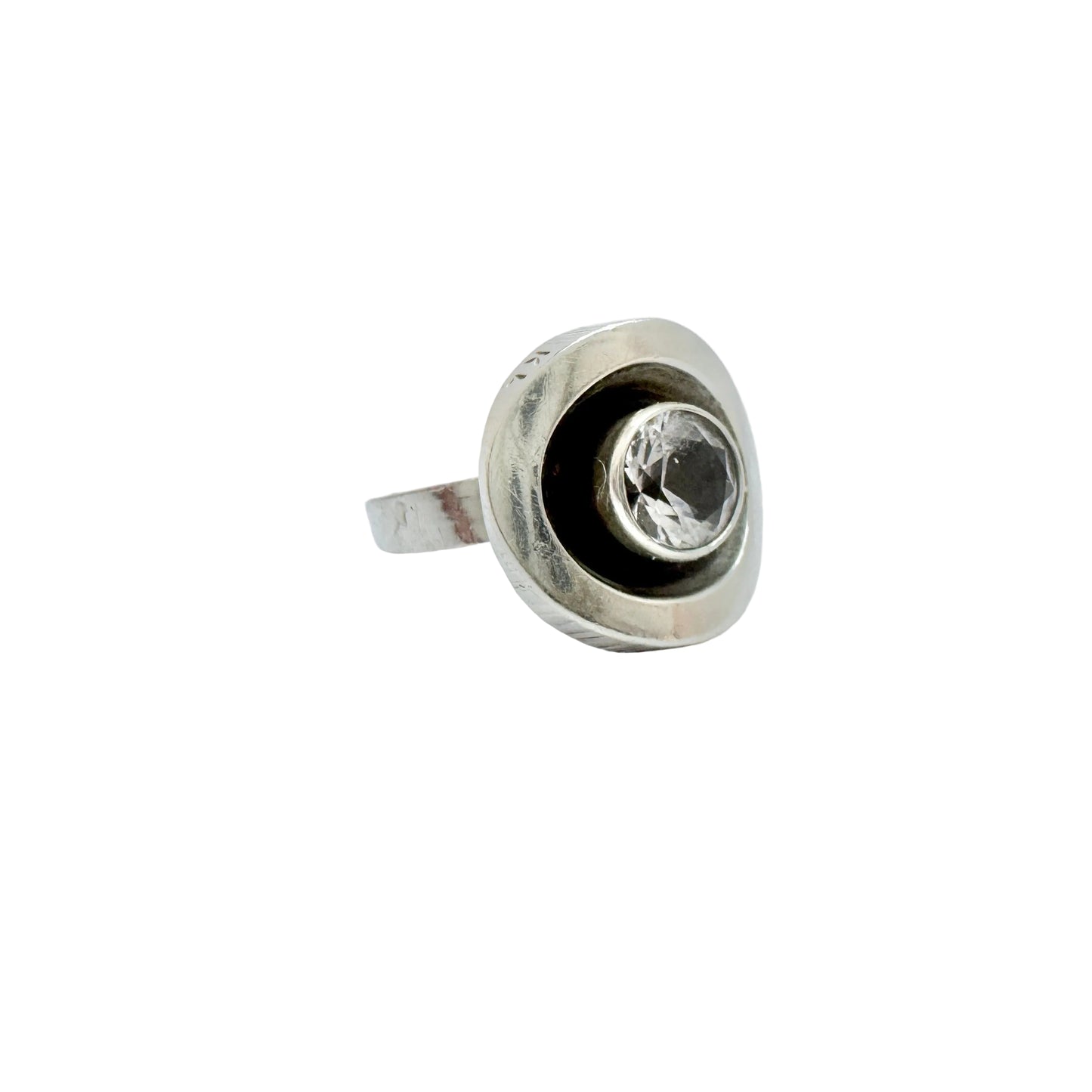 Karl Laine for Sten & Laine, Finland 1977. Vintage Sterling Silver Rock Crystal Ring.