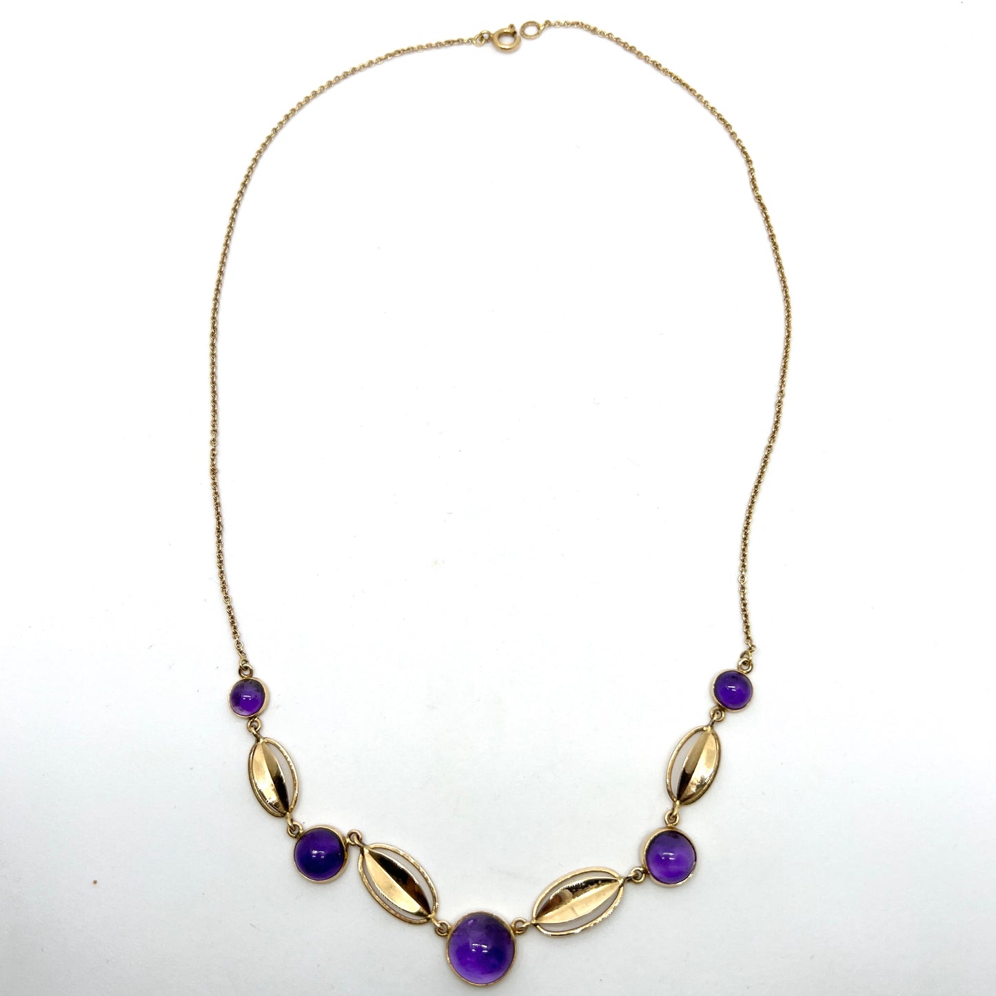 Ekström & Blohm, Sweden 1955. Vintage Mid-century 18k Gold Amethyst Necklace.