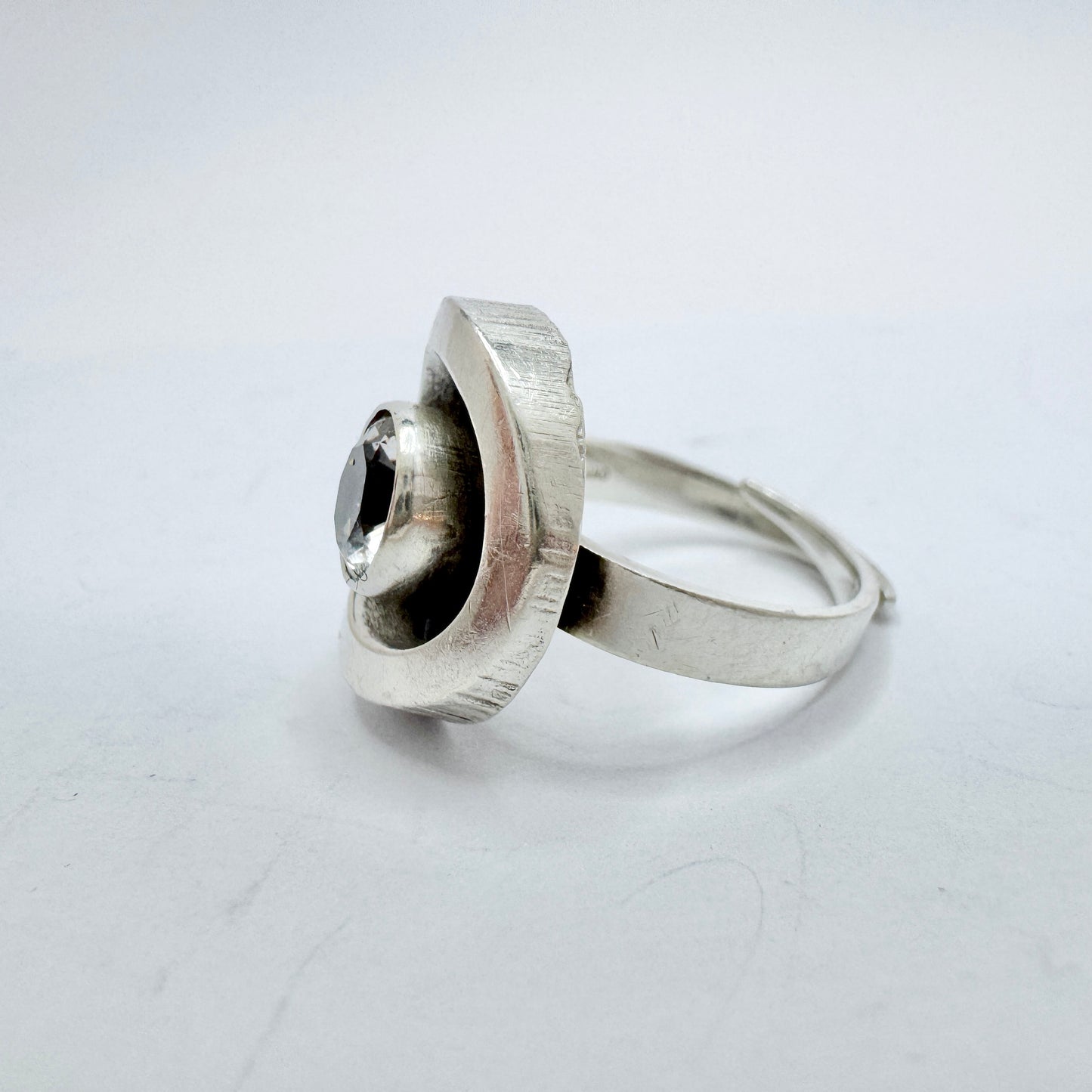 Karl Laine for Sten & Laine, Finland 1977. Vintage Sterling Silver Rock Crystal Ring.