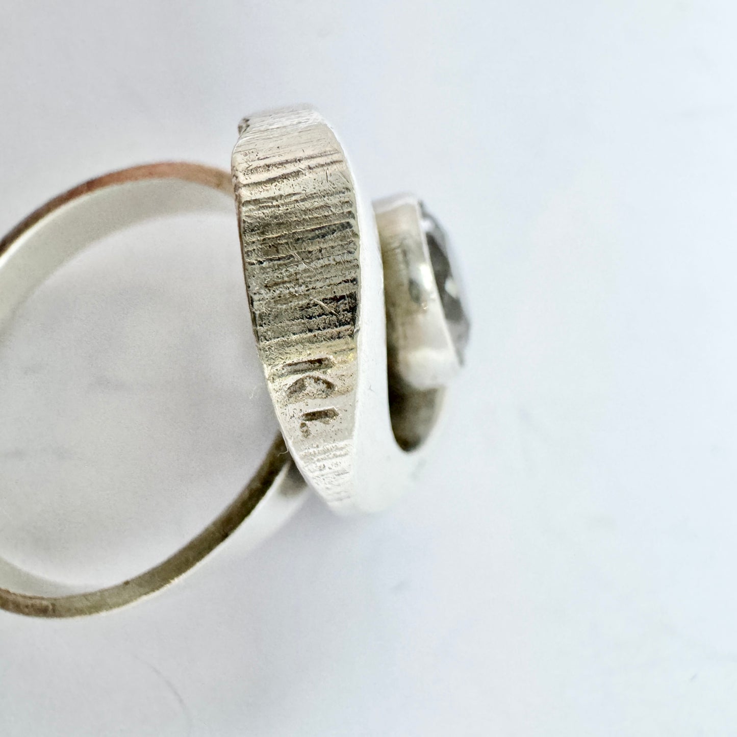 Karl Laine for Sten & Laine, Finland 1977. Vintage Sterling Silver Rock Crystal Ring.
