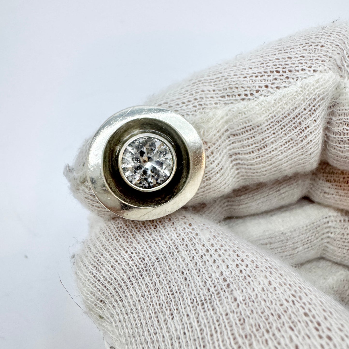 Karl Laine for Sten & Laine, Finland 1977. Vintage Sterling Silver Rock Crystal Ring.