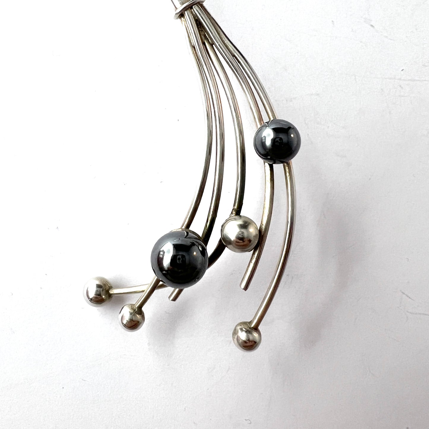 Stigbert for Atelje Waldemar, Sweden 1973 Vintage Sterling Silver Hematite Necklace.