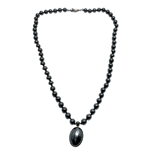 RN Australia / NZ. Sterling Silver Hematite Pendant Necklace.