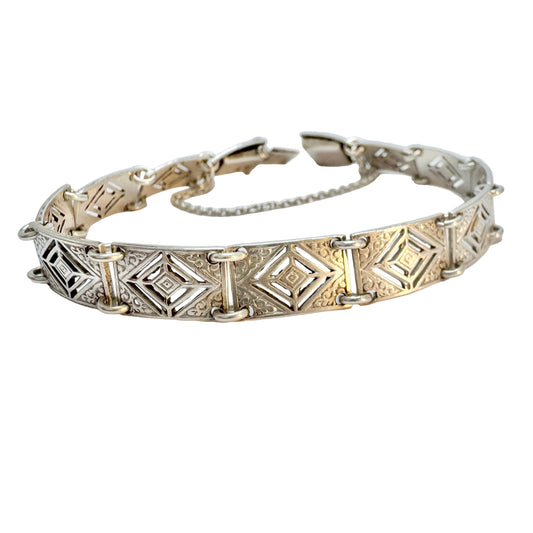 Vintage Art Deco 935 Sterling Silver Bracelet.
