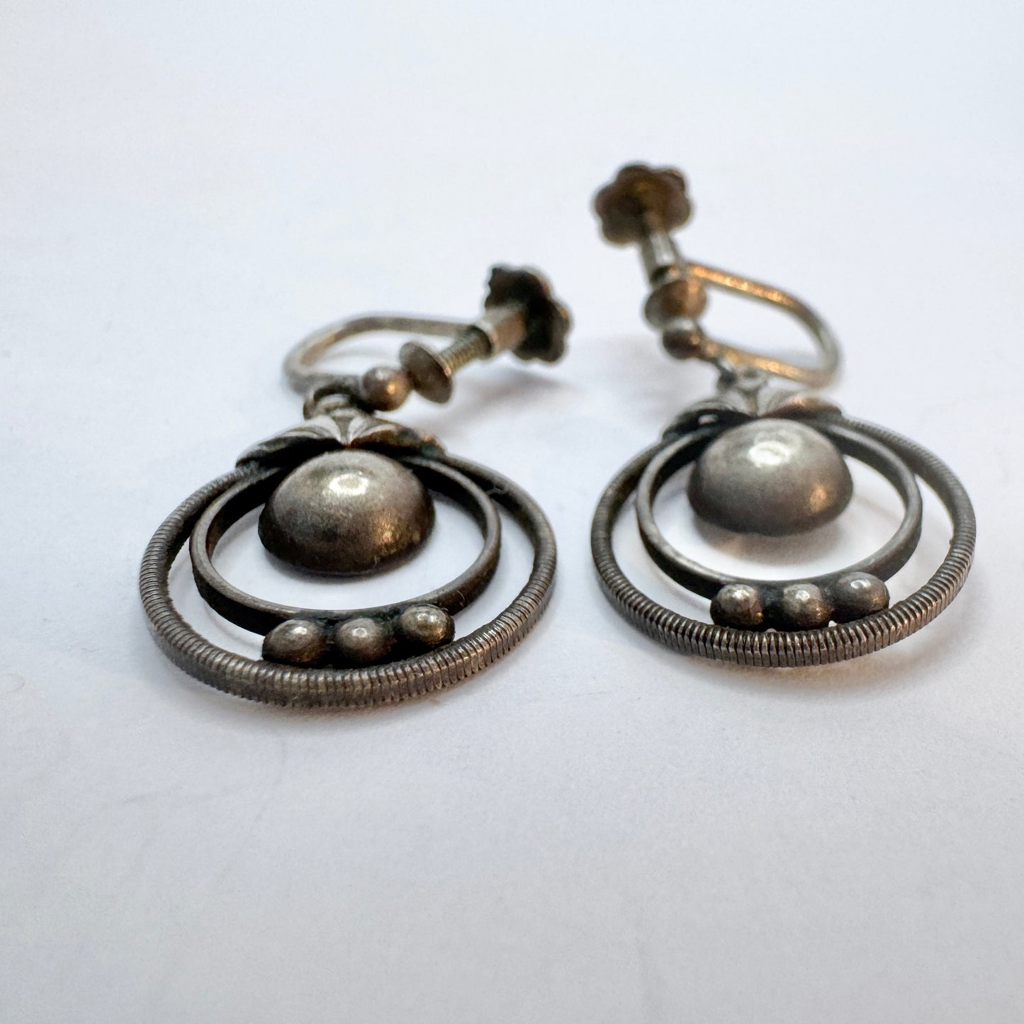 Finland 1930-40s. Vintage Solid Silver Earrings.