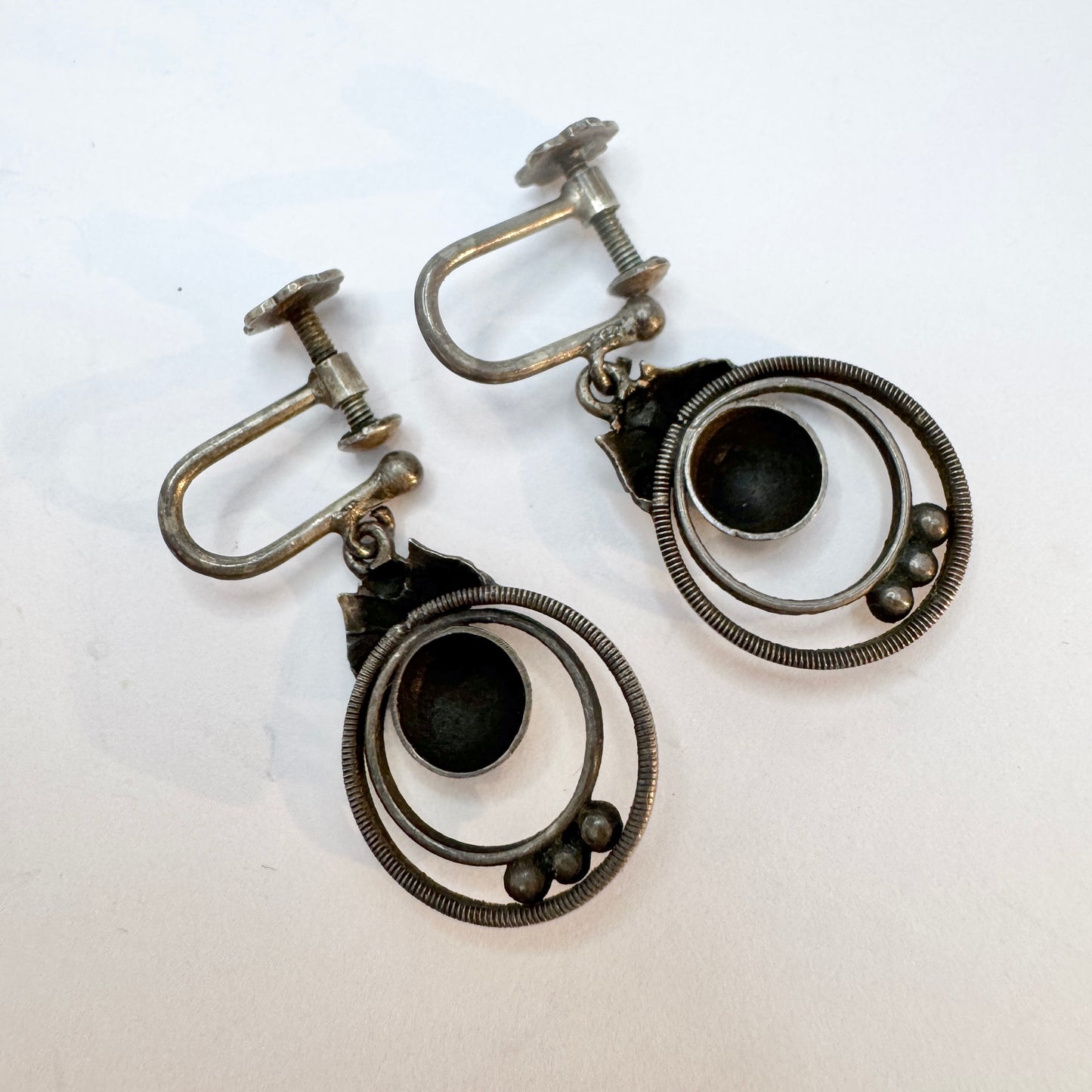 Finland 1930-40s. Vintage Solid Silver Earrings.