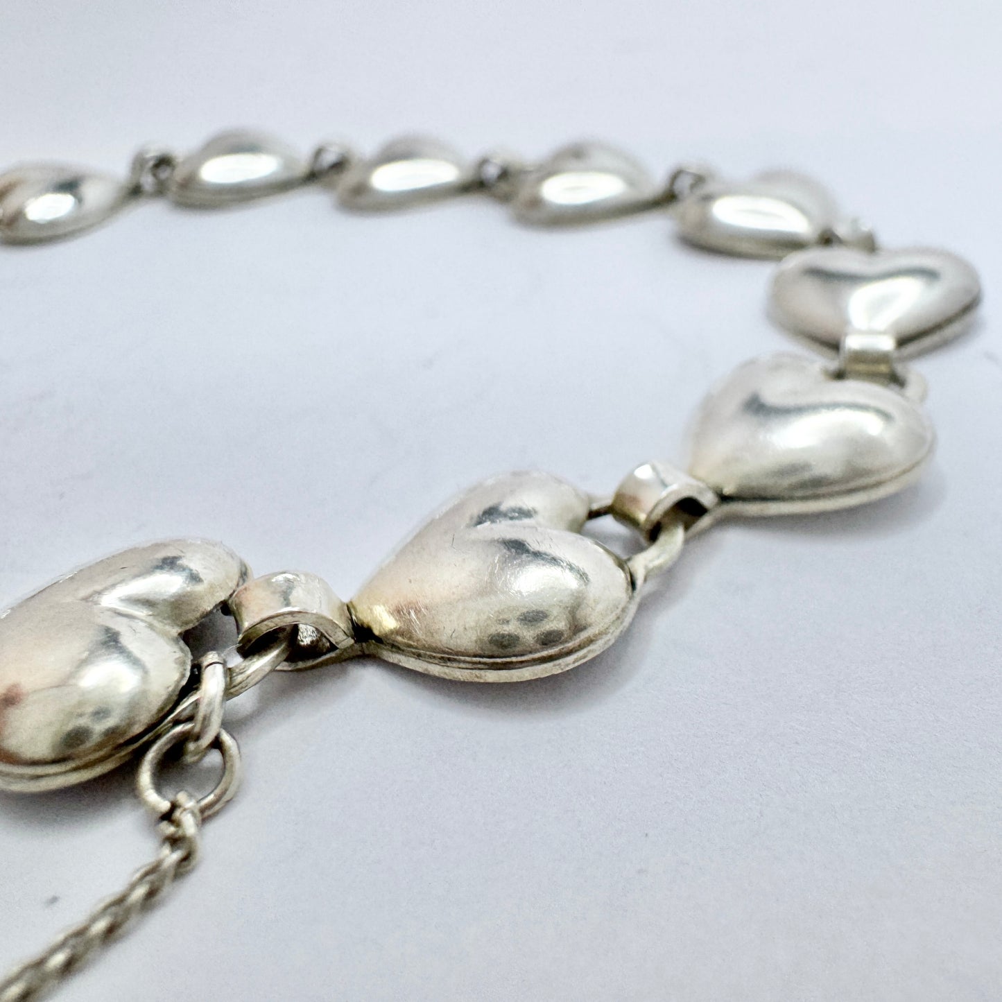 Herman Siersbøl, Denmark 1950-60s. Vintage Sterling Silver Heart Bracelet.