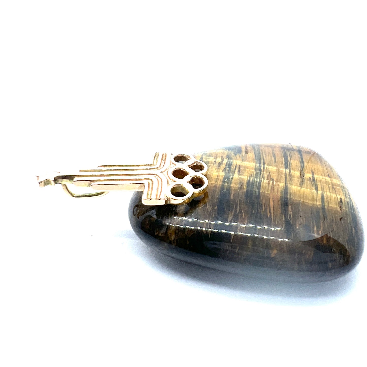 Moscow 1980 Summer Olympics 14k Gold Tiger's Eye Pendant.