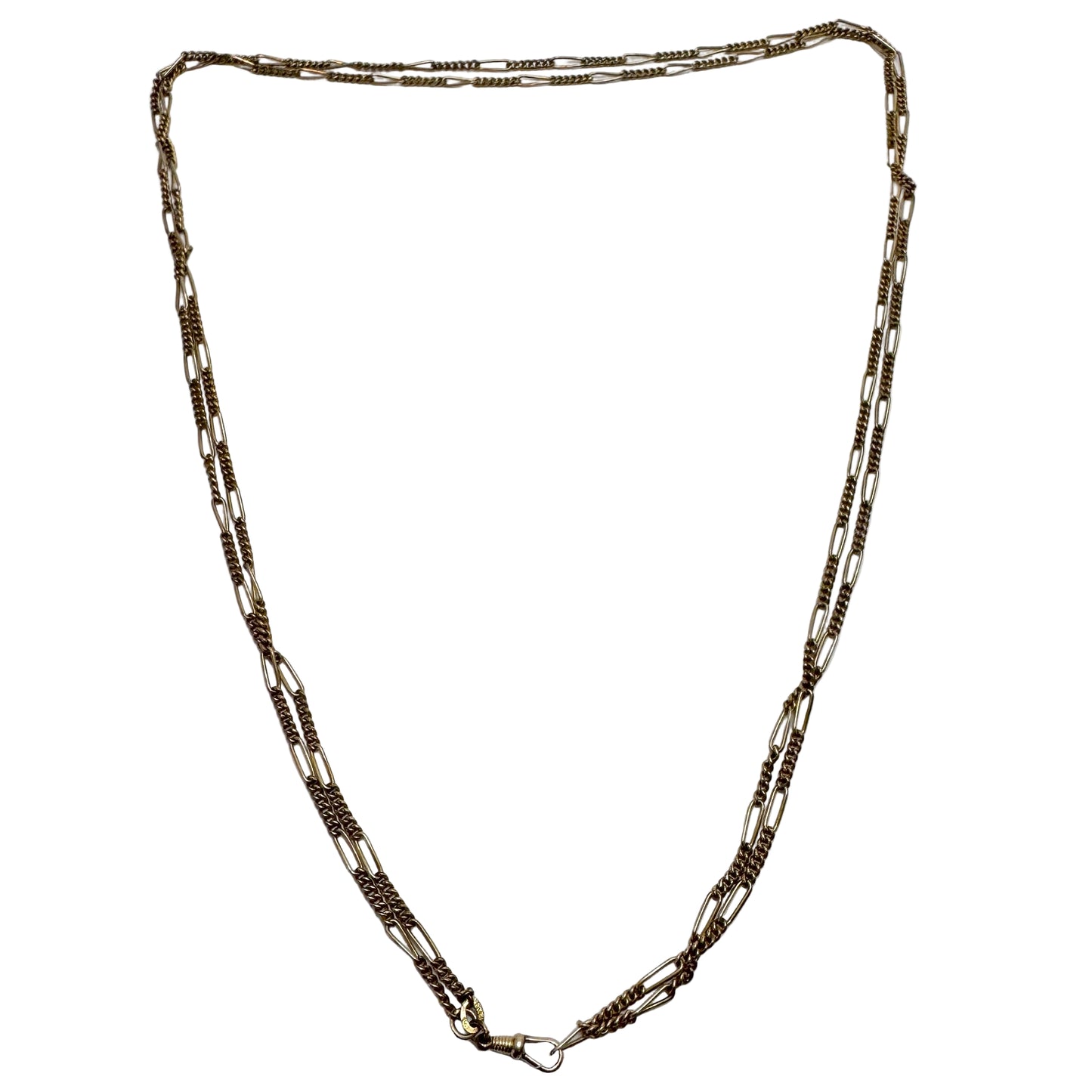 Early 1900s Antique Gold Doublé Watch Chain in Necklace Length.