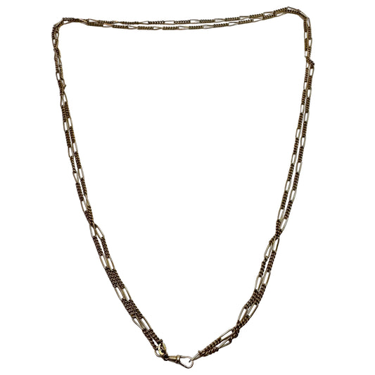 Early 1900s Antique Gold Doublé Watch Chain in Necklace Length.