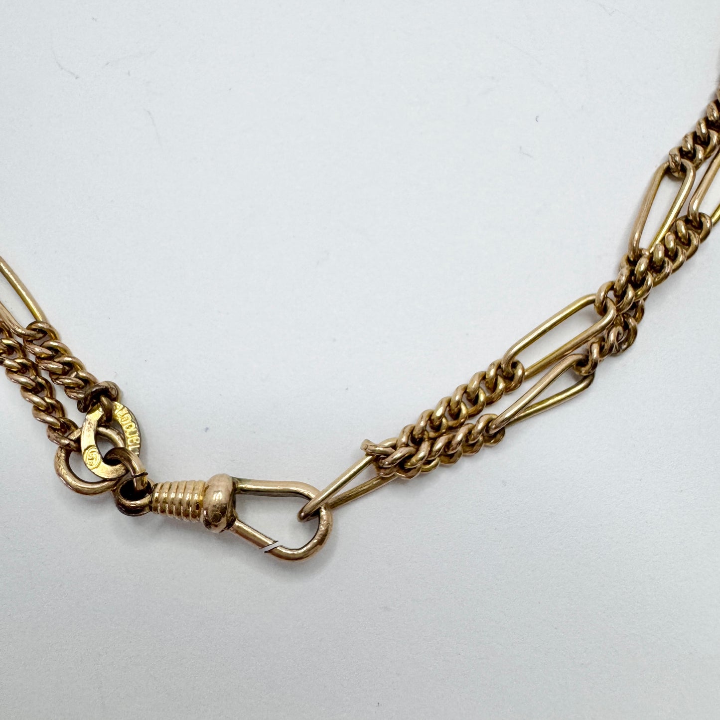 Early 1900s Antique Gold Doublé Watch Chain in Necklace Length.