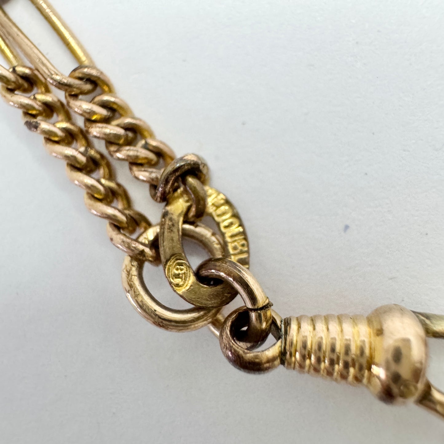 Early 1900s Antique Gold Doublé Watch Chain in Necklace Length.