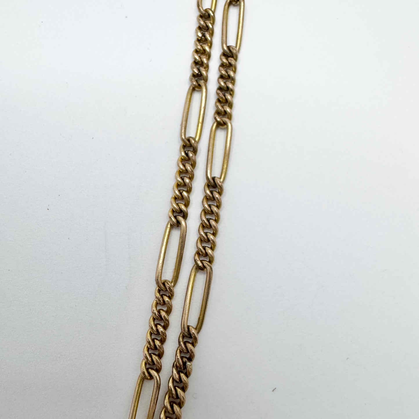 Early 1900s Antique Gold Doublé Watch Chain in Necklace Length.
