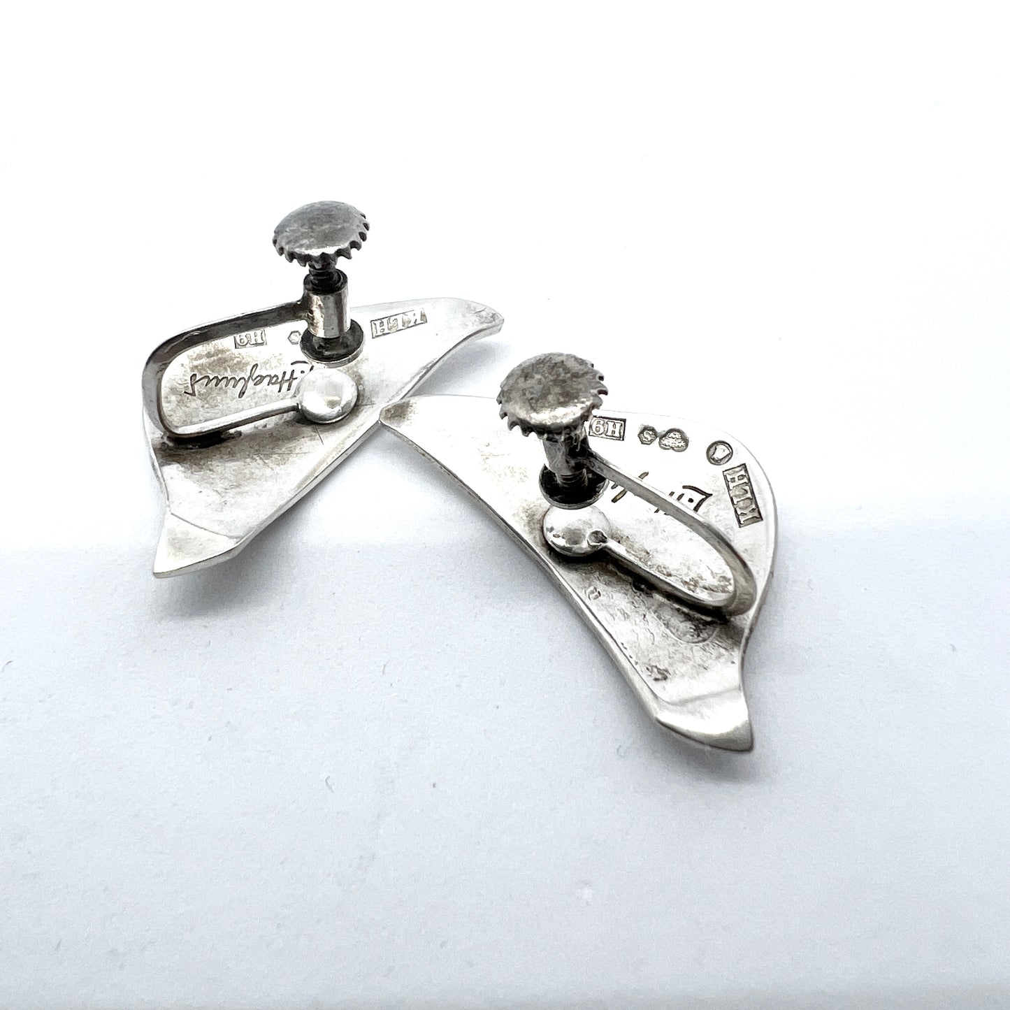 Lennart Haglund, Sweden 1958. Vintage Sterling Silver Earrings. Signed.
