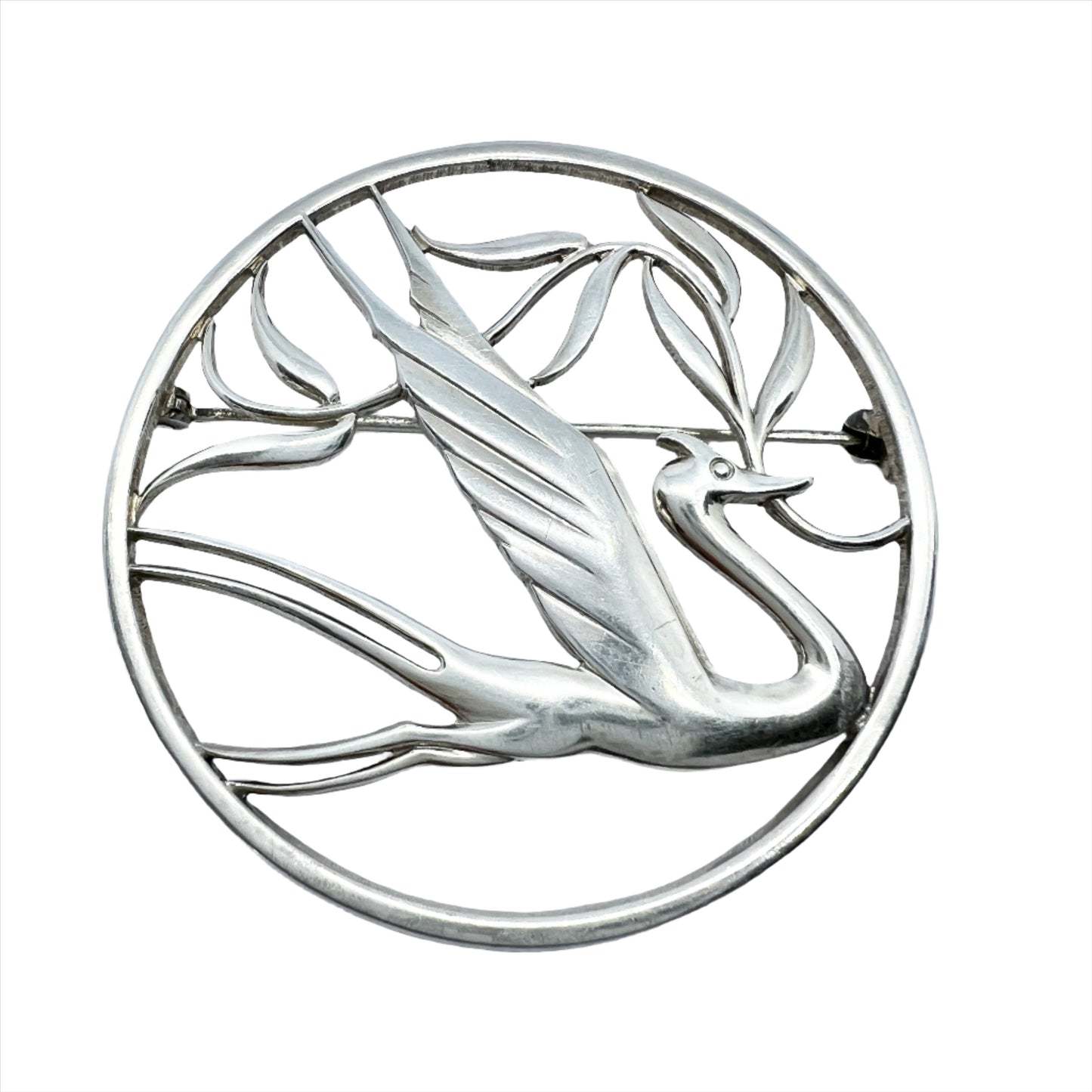 G Dahlgren, Sweden 1945. Large Sterling Silver End of WW2 Peace Swallow Brooch.