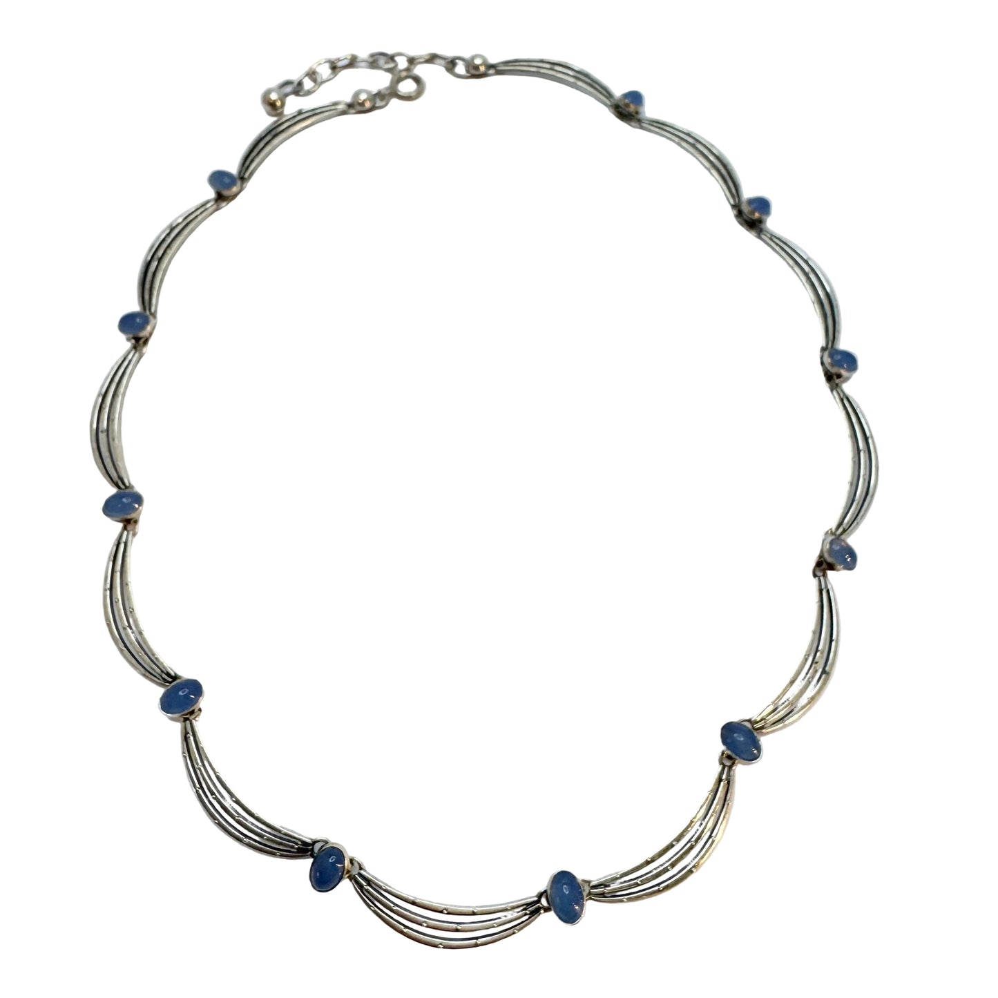 K&L-Kordes Lichtenfels, Germany c 1960s. Solid Silver Chalcedony Necklace.