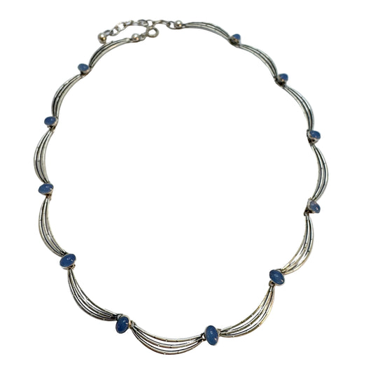 K&L-Kordes Lichtenfels, Germany c 1960s. Solid Silver Chalcedony Necklace.