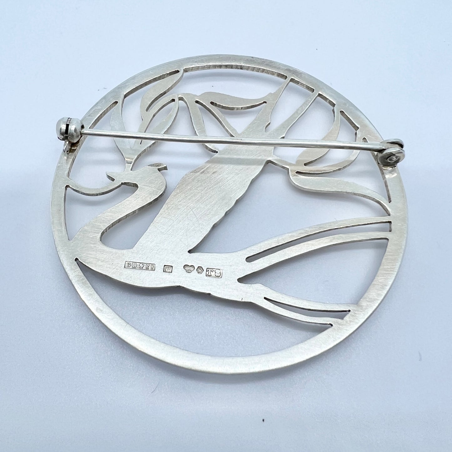 G Dahlgren, Sweden 1945. Large Sterling Silver End of WW2 Peace Swallow Brooch.