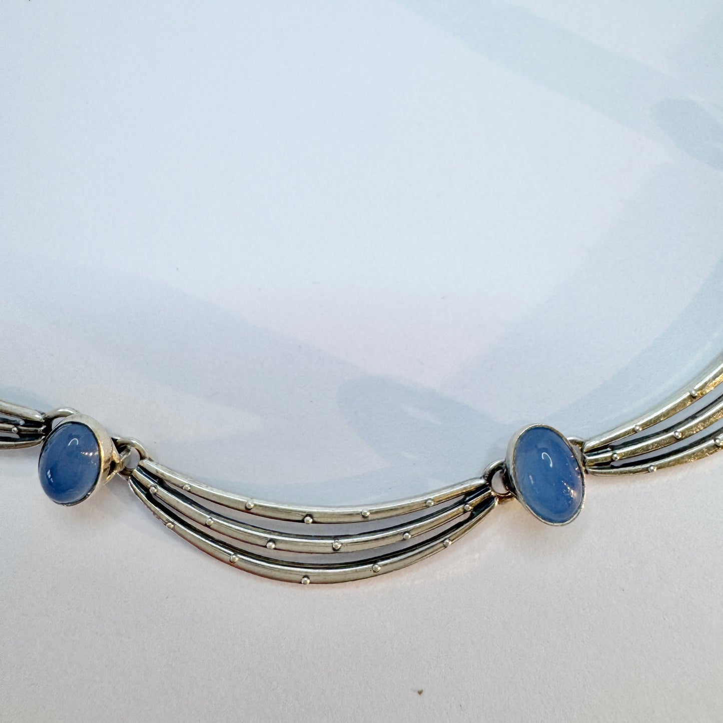 K&L-Kordes Lichtenfels, Germany c 1960s. Solid Silver Chalcedony Necklace.