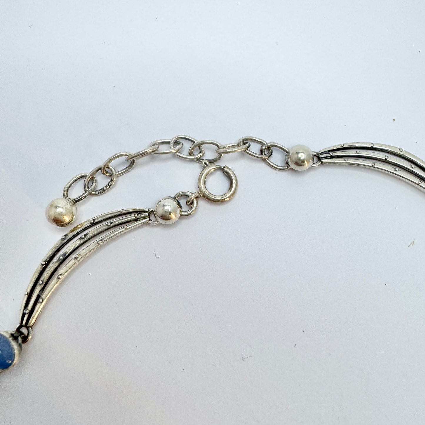 K&L-Kordes Lichtenfels, Germany c 1960s. Solid Silver Chalcedony Necklace.