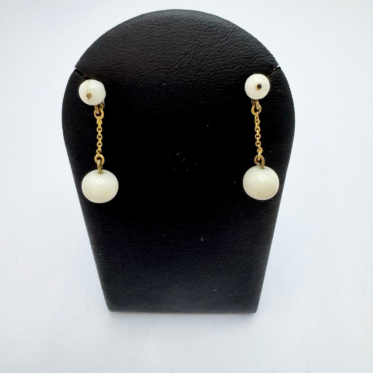 Antique c 1830-40s. Angel Skin Coral Earrings.