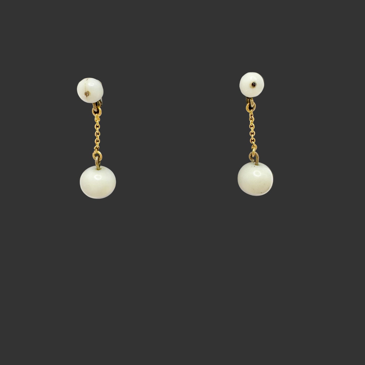 Antique c 1830-40s. Angel Skin Coral Earrings.