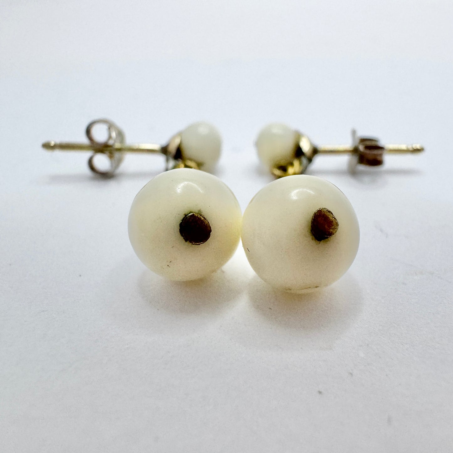 Antique c 1830-40s. Angel Skin Coral Earrings.