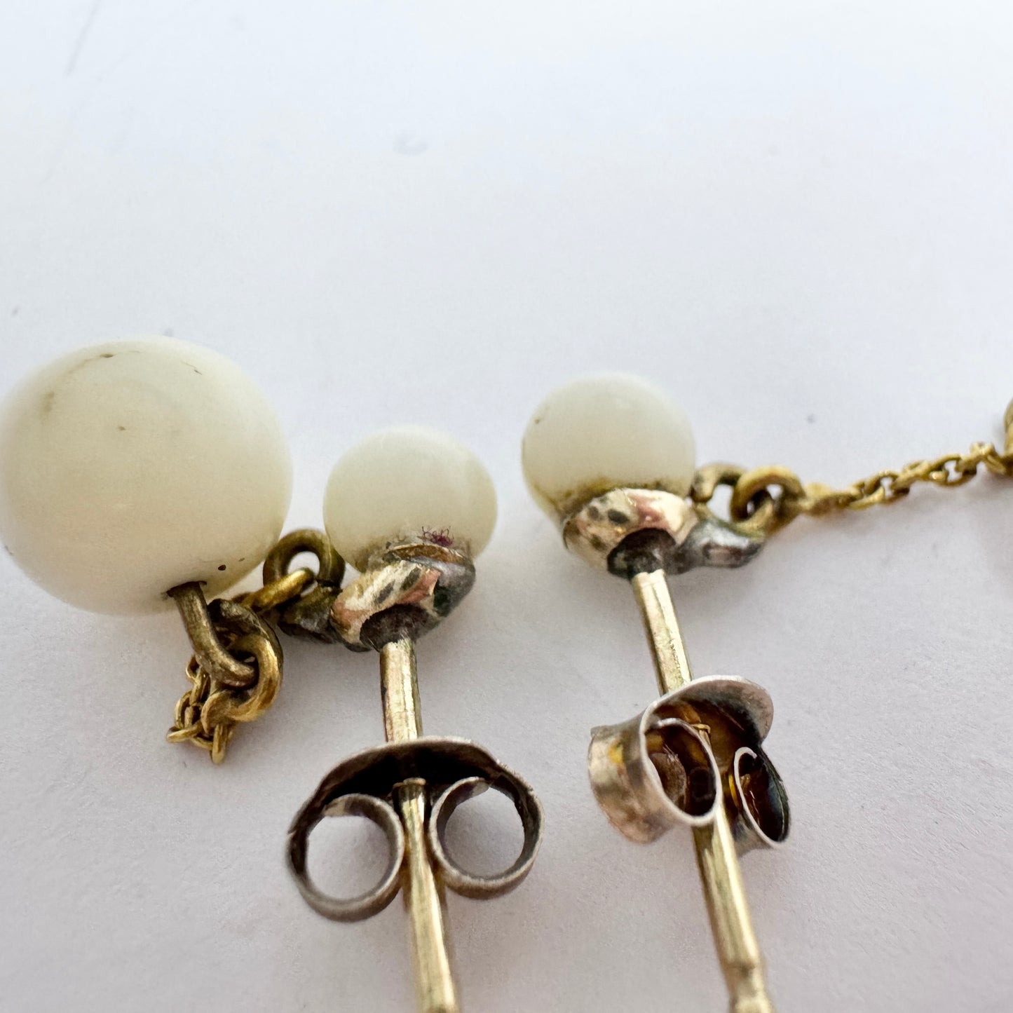 Antique c 1830-40s. Angel Skin Coral Earrings.