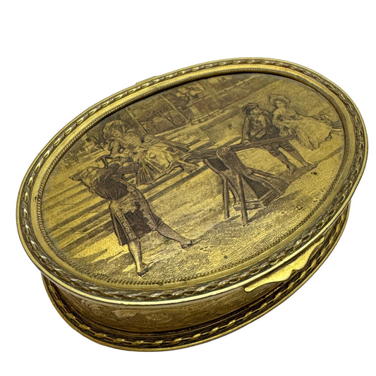 France early 1900s. Antique Yellow Metal Jewelry Casket Box