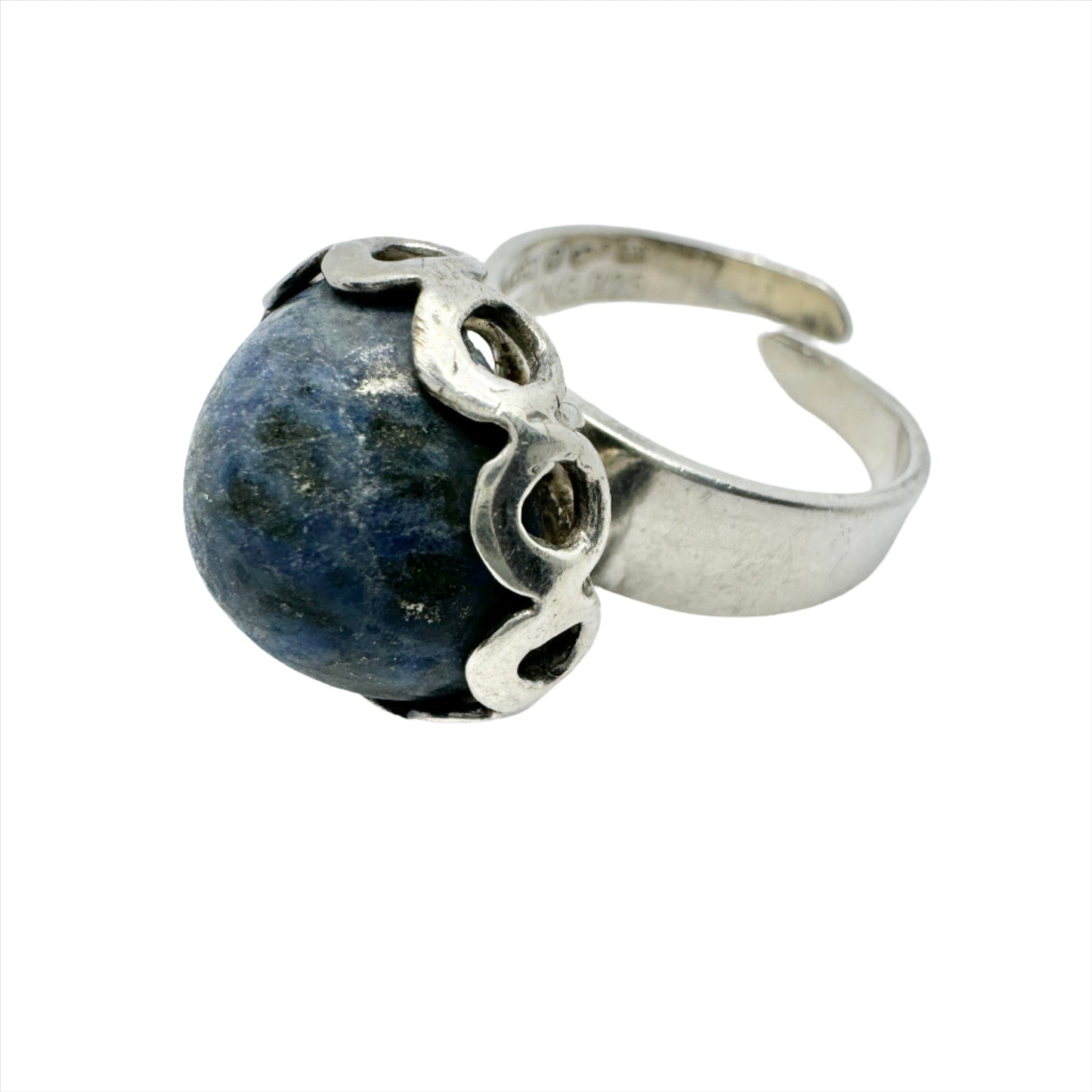 Alton, Sweden 1975. Vintage Sterling Silver Sodalite Adjustable Size Ring.