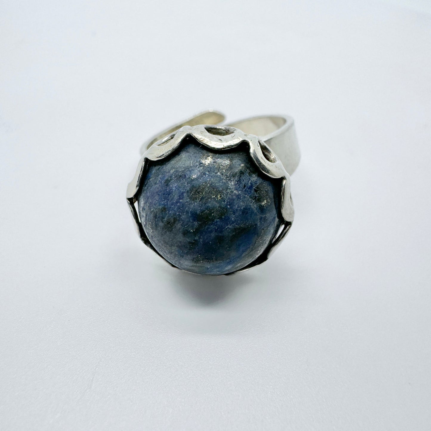 Alton, Sweden 1975. Vintage Sterling Silver Sodalite Adjustable Size Ring.