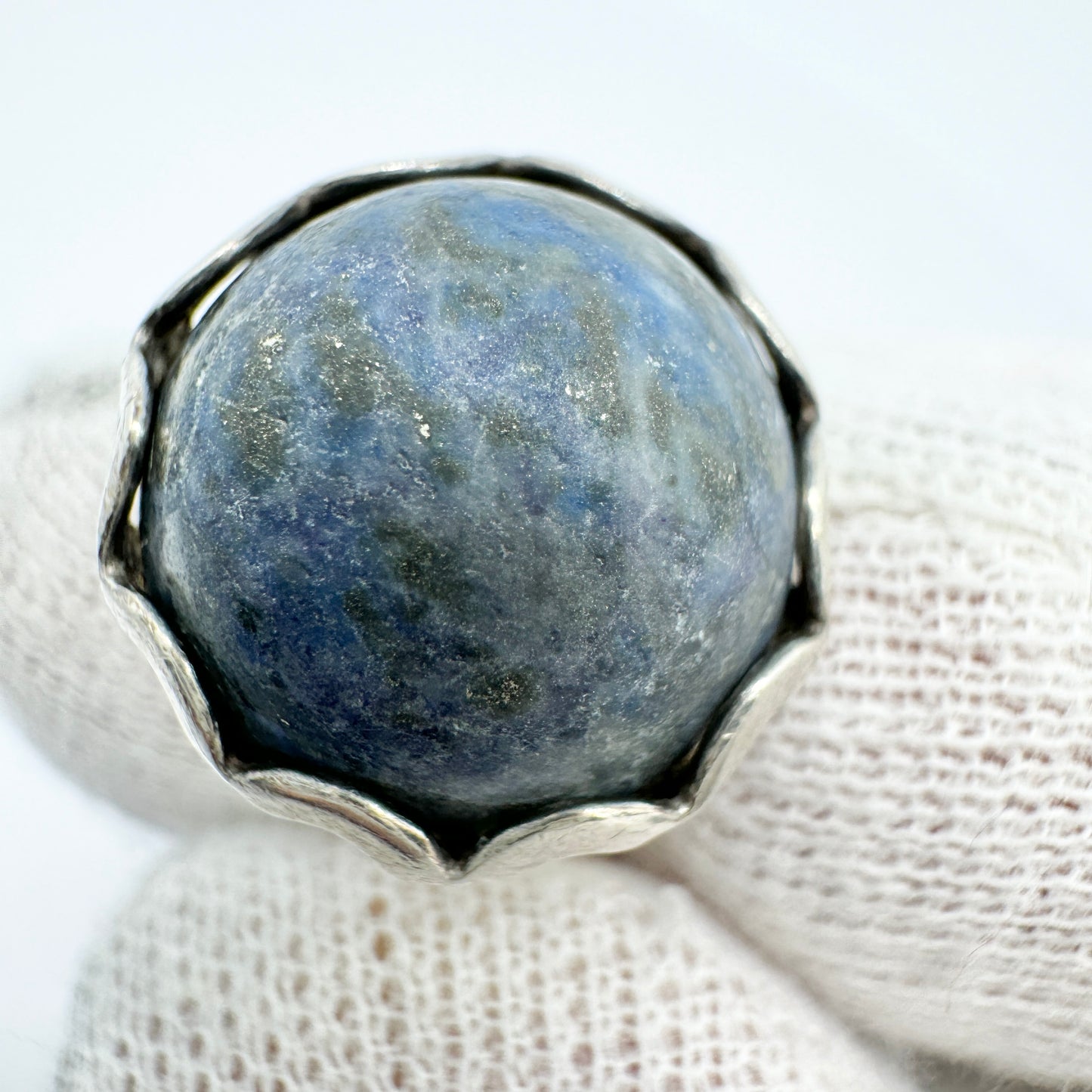 Alton, Sweden 1975. Vintage Sterling Silver Sodalite Adjustable Size Ring.