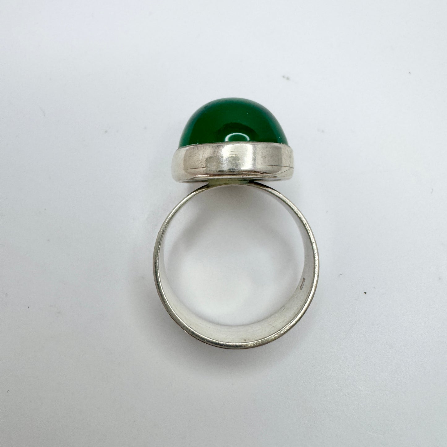 Ostsee-schmuck, Germany c 1960-70s. Vintage Solid Silver Green Paste Ring