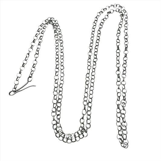 Antique mid 1800s Solid Silver 31 inch Belcher Chain Necklace.
