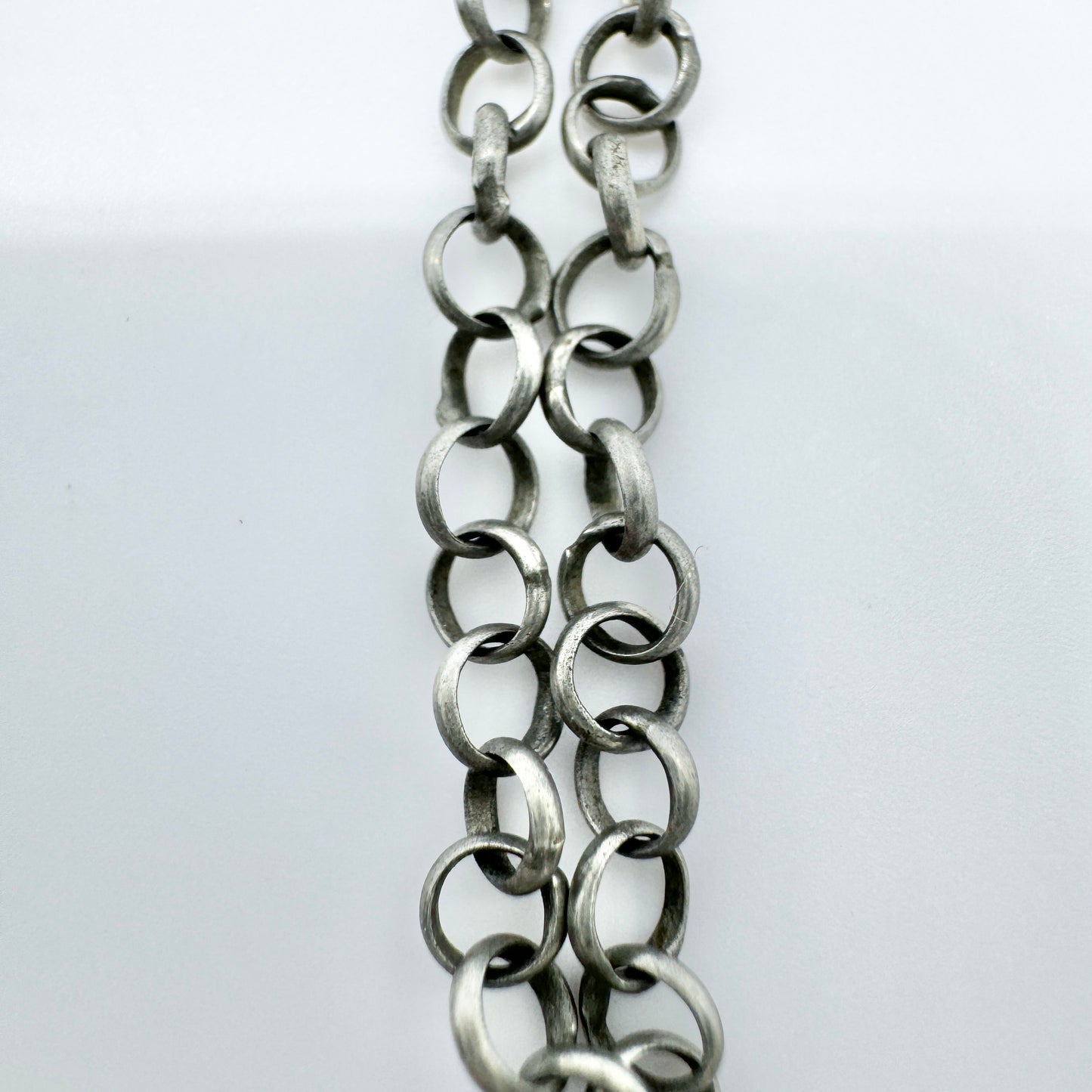 Antique mid 1800s Solid Silver 31 inch Belcher Chain Necklace.