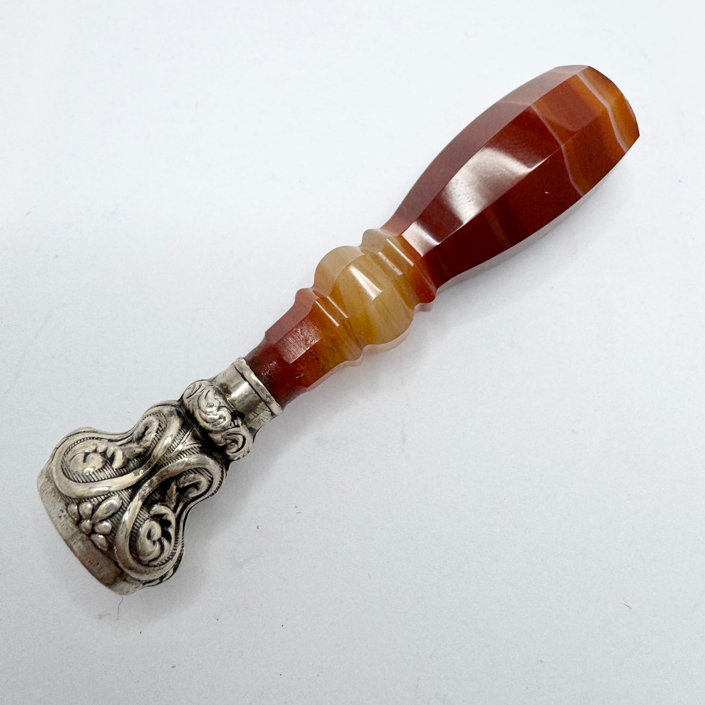 Antique Silver Agate Seal Stamp "Laura"