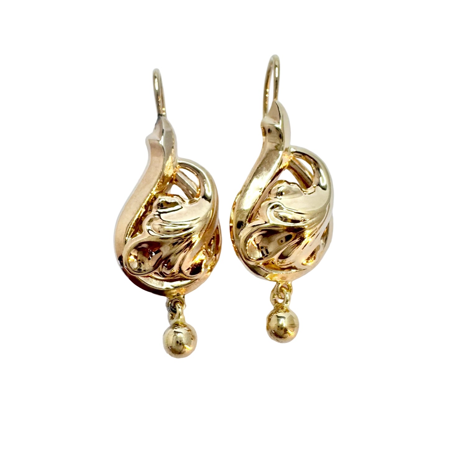 Edvard Rehn, Sweden 1883. Antique Victorian 18k Gold Earrings.