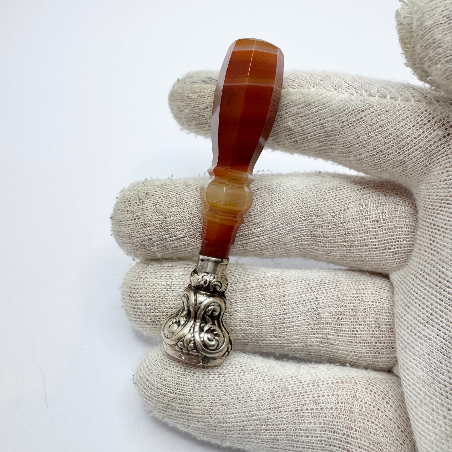 Antique Silver Agate Seal Stamp "Laura"