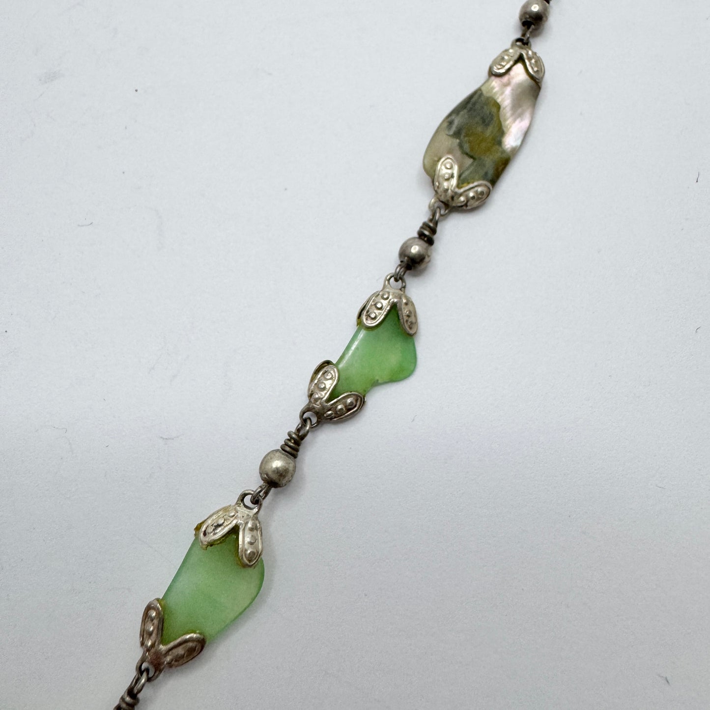 Arezzo, Italy. Vintage Sterling Silver Abalone Agate Necklace.