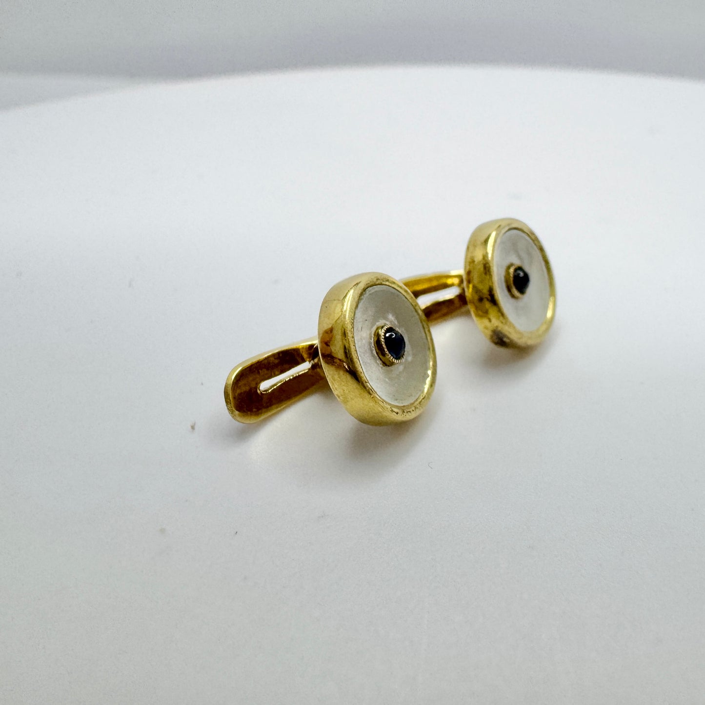 Antique 18k Gold Sapphire MoP Shirt Buttons.