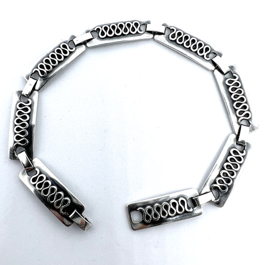 Mule Thers, Denmark c 1950-60s. Solid Silver Link Bracelet.