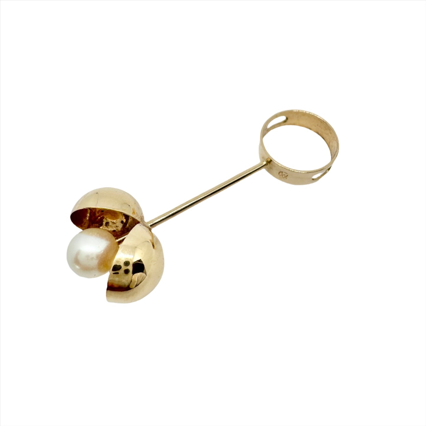 Olli Auvinen, for N Westerback Finland 1968. Vintage 14k Gold Pearl Pendant.